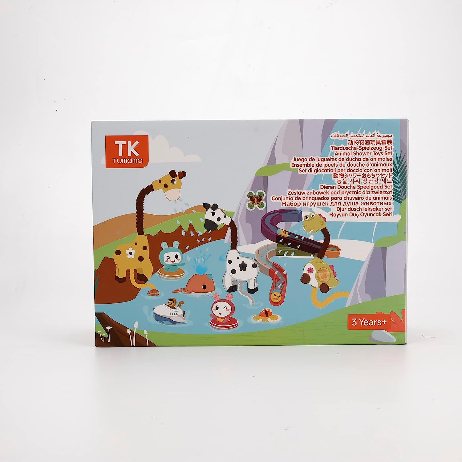 TUMAMA Bath Toy Set Bathtub Toy with Showerhead ,Water Slide, 2 Wind up Toys 2 Suction Spinner Toys Storage Bag, Dinosaur Water Spray Squirt Shower Duck Toys for Toddles and Babies 0-5 Year image number 1