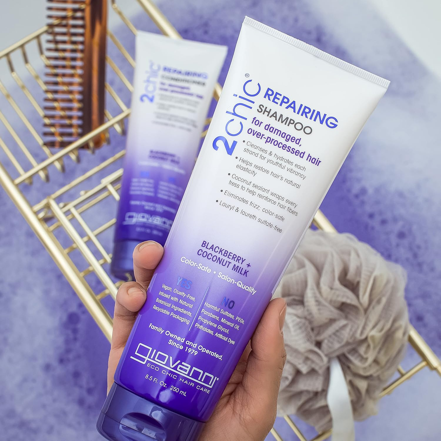 GIOVANNI 2Chic Repairing Shampoo for Damaged, over Processed Hair, 250 Milliliter image number 5