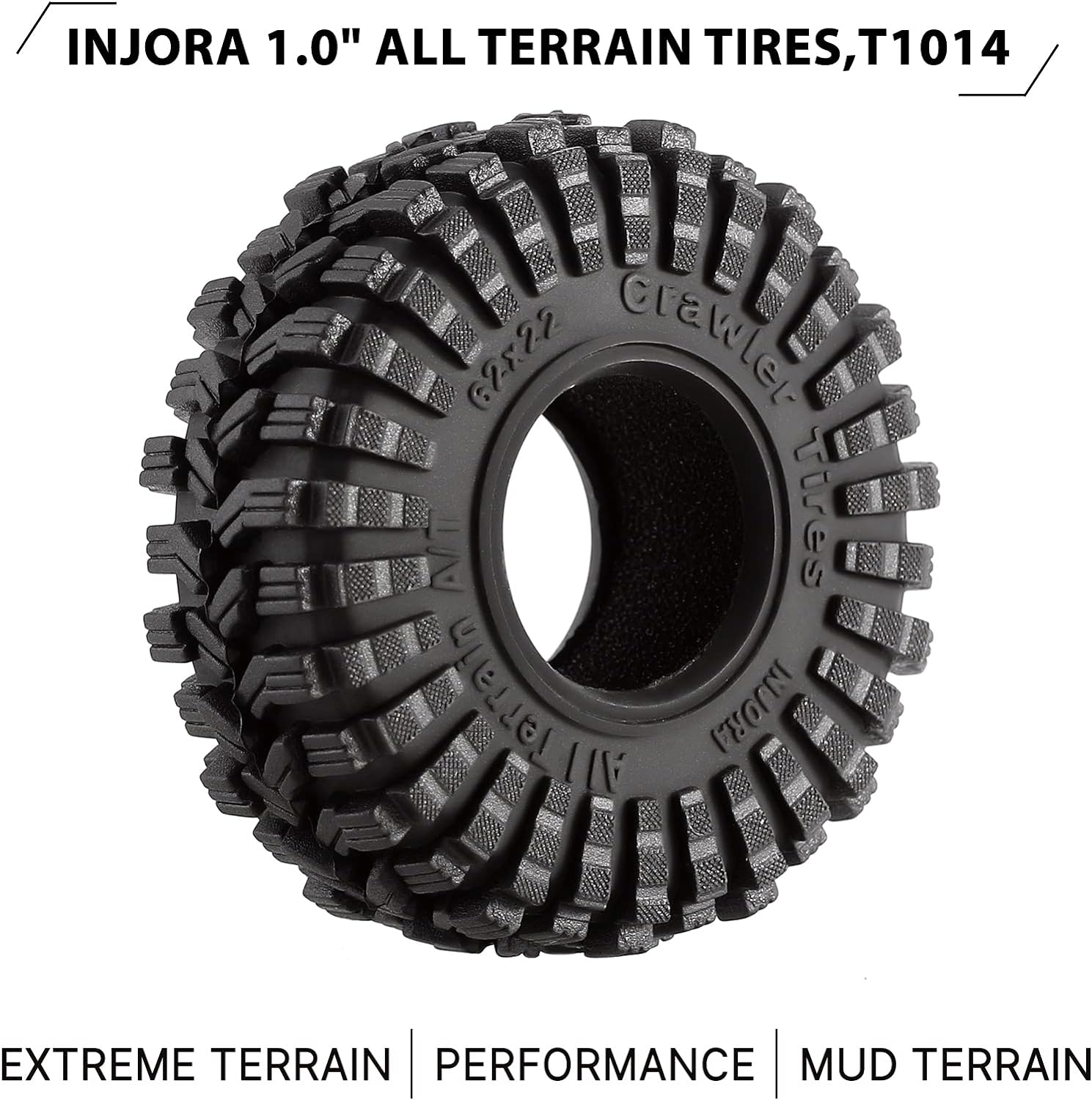 INJORA 1.0 Tires All Terrain Super Soft Sticky Tires for 1/18 TRX4M 1/24 RC Crawler Axial SCX24 FMS FCX24 Enduro24 (T1014) image number 6