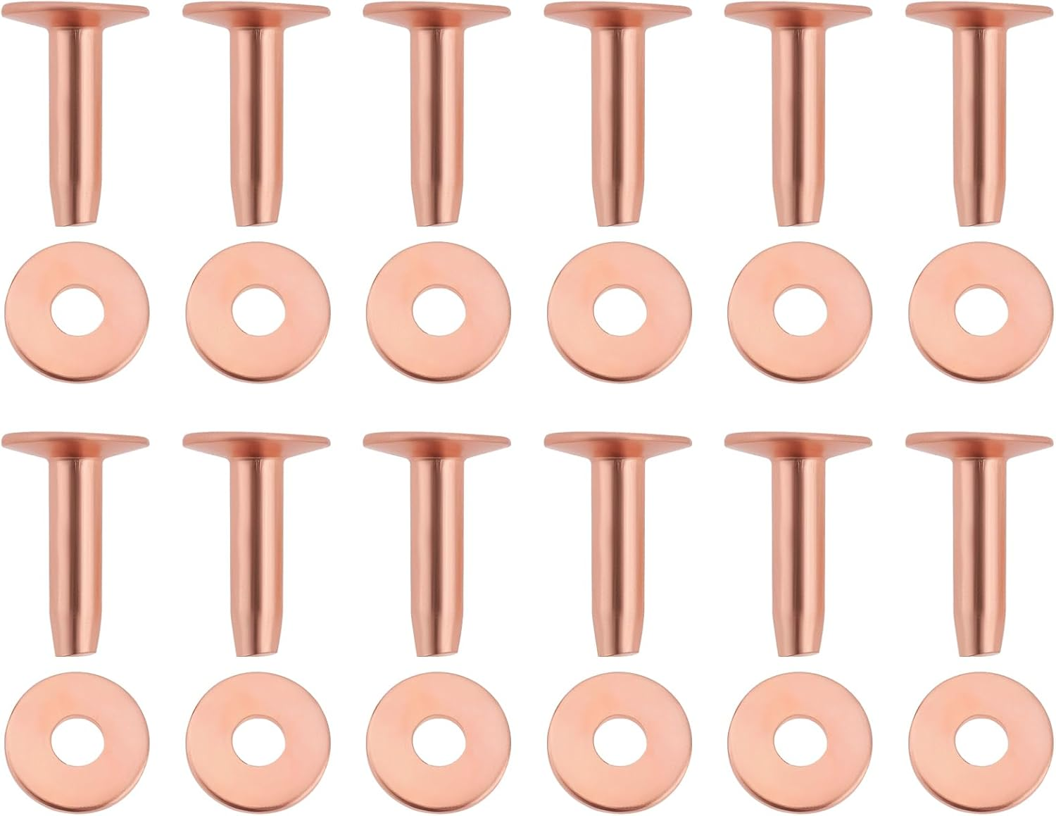 50Pcs Solid Copper Saddlers Rivets Leather Rivets 12 X 3.3Mm Rivets for Leather Belts Handbags Backpacks Crafts with 9Mm Washers image number 4