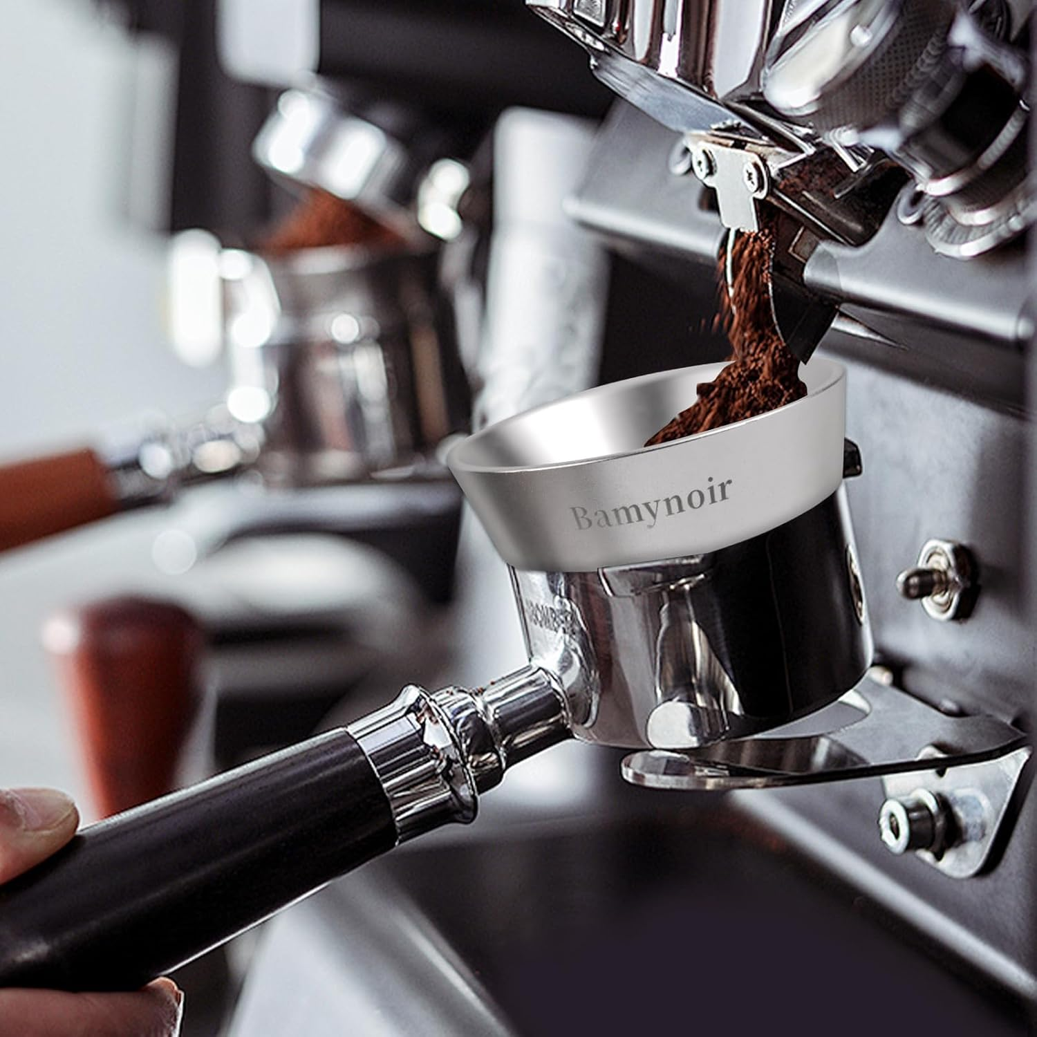 54Mm Magnetic Dosing Funnel Compatible with Breville 54Mm Protafilter,Espresso Coffee Dosing Ring - 20Mm Anodized with 8 Neodymium(Silver) image number 3