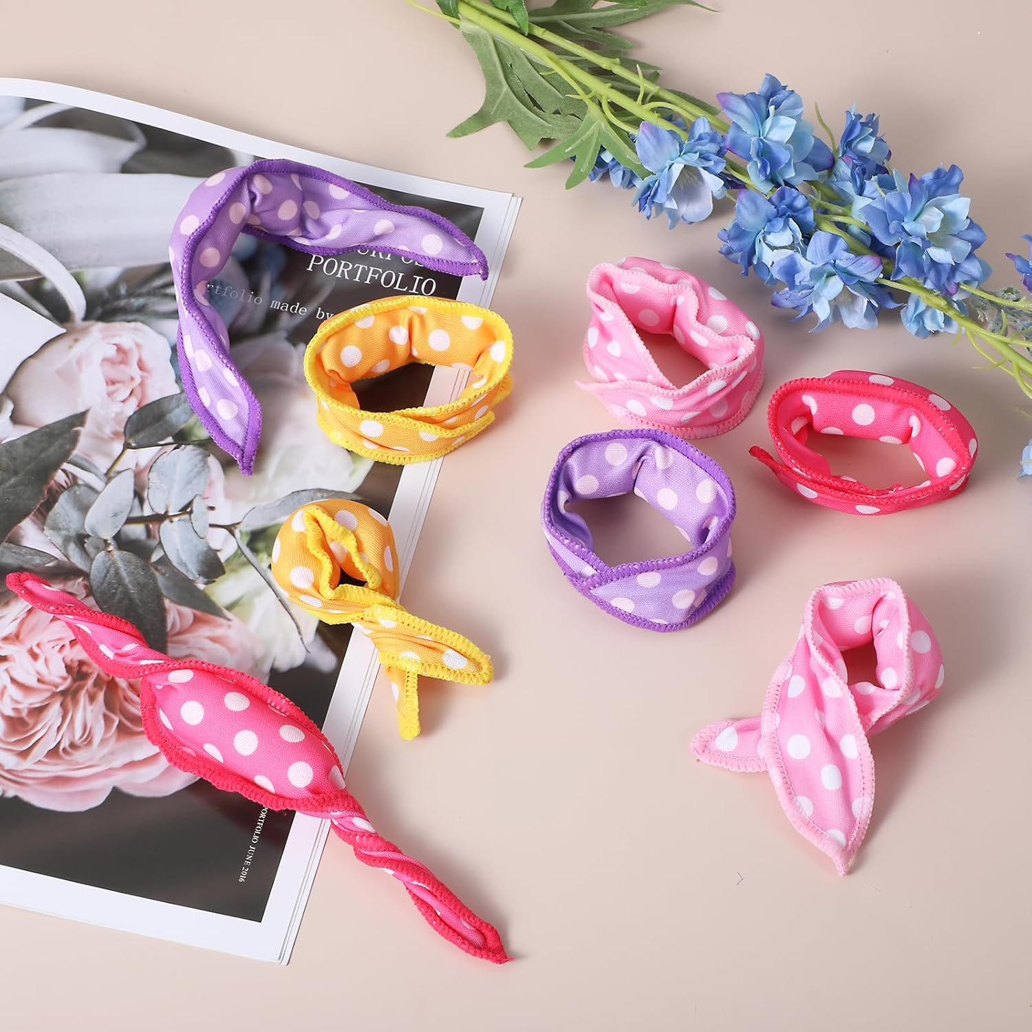 Oruola 8Pcs Pillow Rollers for Hair,8.1 X 1.38 in Pillow Curlers,Soft Sponge Pillow Rollers for Long, Short, Thick & Thin Hair Spiral Curls Hair Styling Rollers (4Colors) image number 3