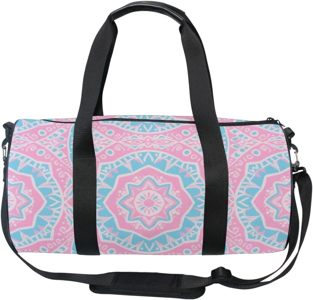 Boho Pink Blue Vintage Flowers Luggage Travel Bag Gym Carry on Duffel Bags Hiking Large Capacity image number 3