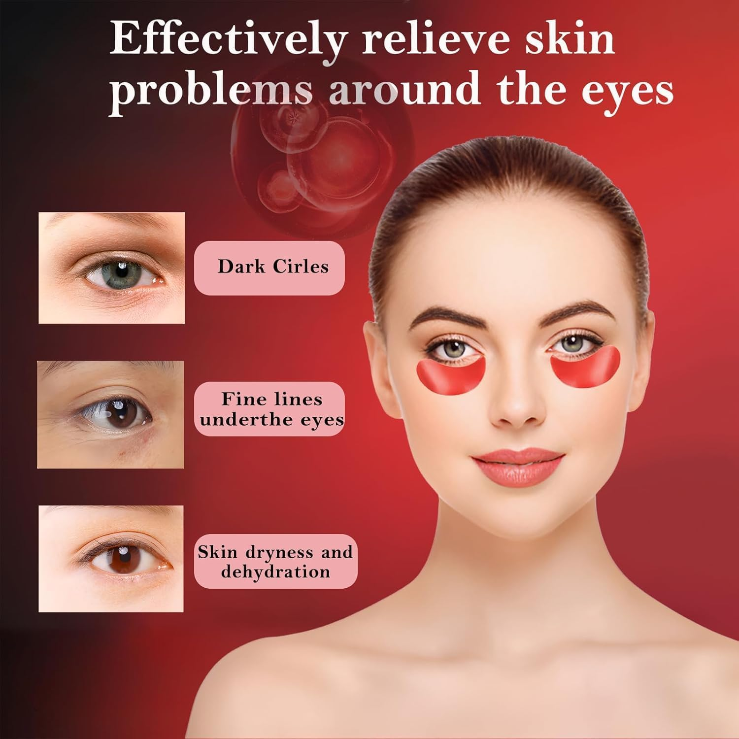 Under Eye Mask, Collagen under Eye Patches for Puffiness Eye Care, Hyaluronic Acid Deep Moisturizing Pomegranate Eyes Gel Pads for Reducing Dark Circles Wrinkles, Smooth Repair the Eyes Skin Treatment image number 3