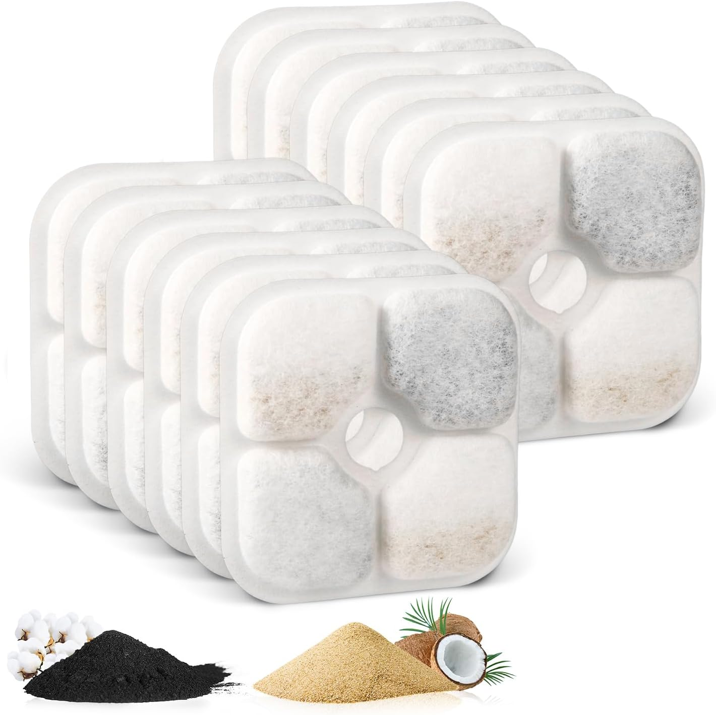 12Pcs Cat Fountain Filter Sponge, Cat Water Fountain Filter Portable Water Fountain Filter Replacement Compatible for Catit PIXI Pet Cat Dog Water Dispenser image number 4