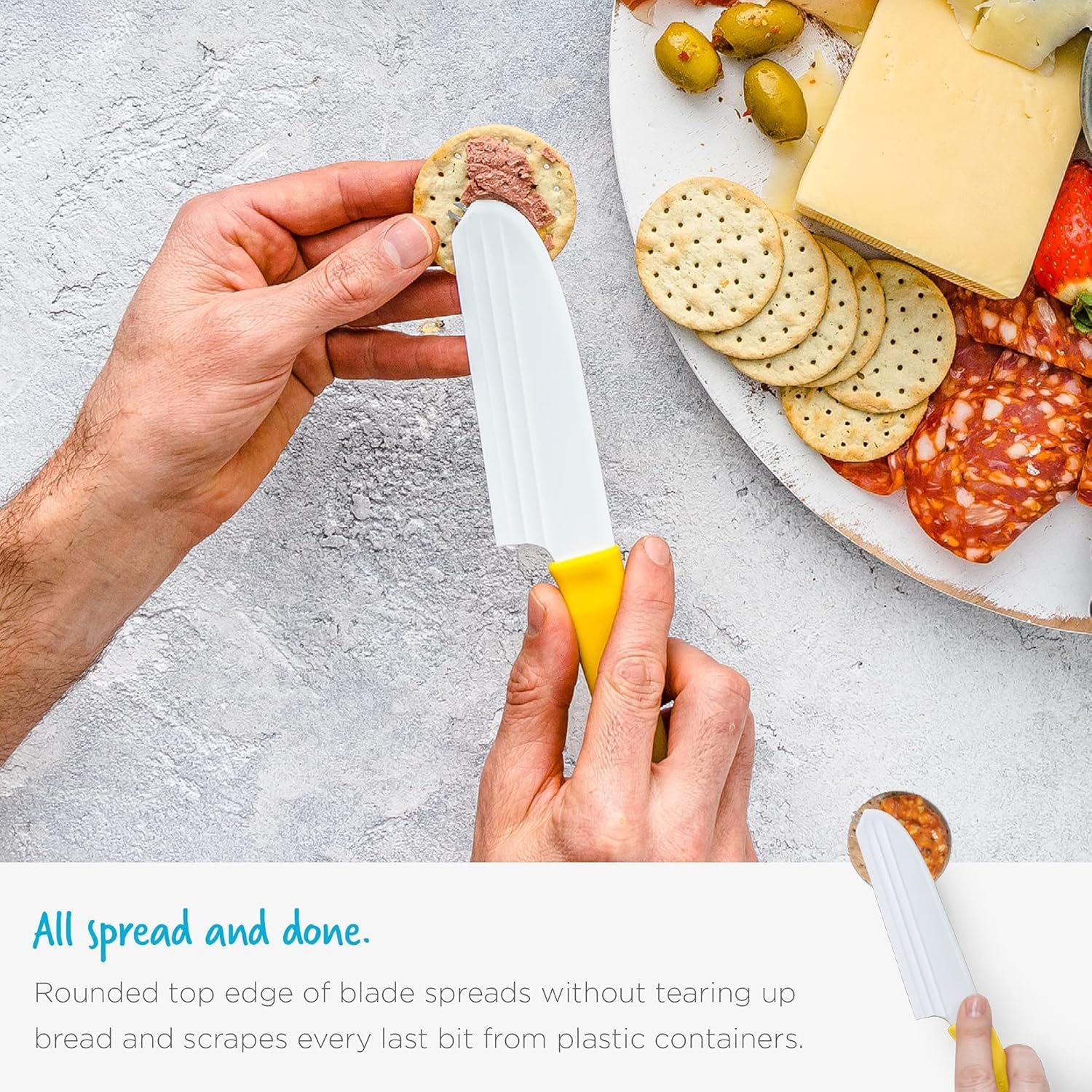 Dreamfarm Knibble Lite 3-In-1 Non-Stick Cheese Knife for Charcuterie, Slicing, Spreading, with Built-In Fork to Serve & Share Foods - 9" Yellow - Yellow image number 5
