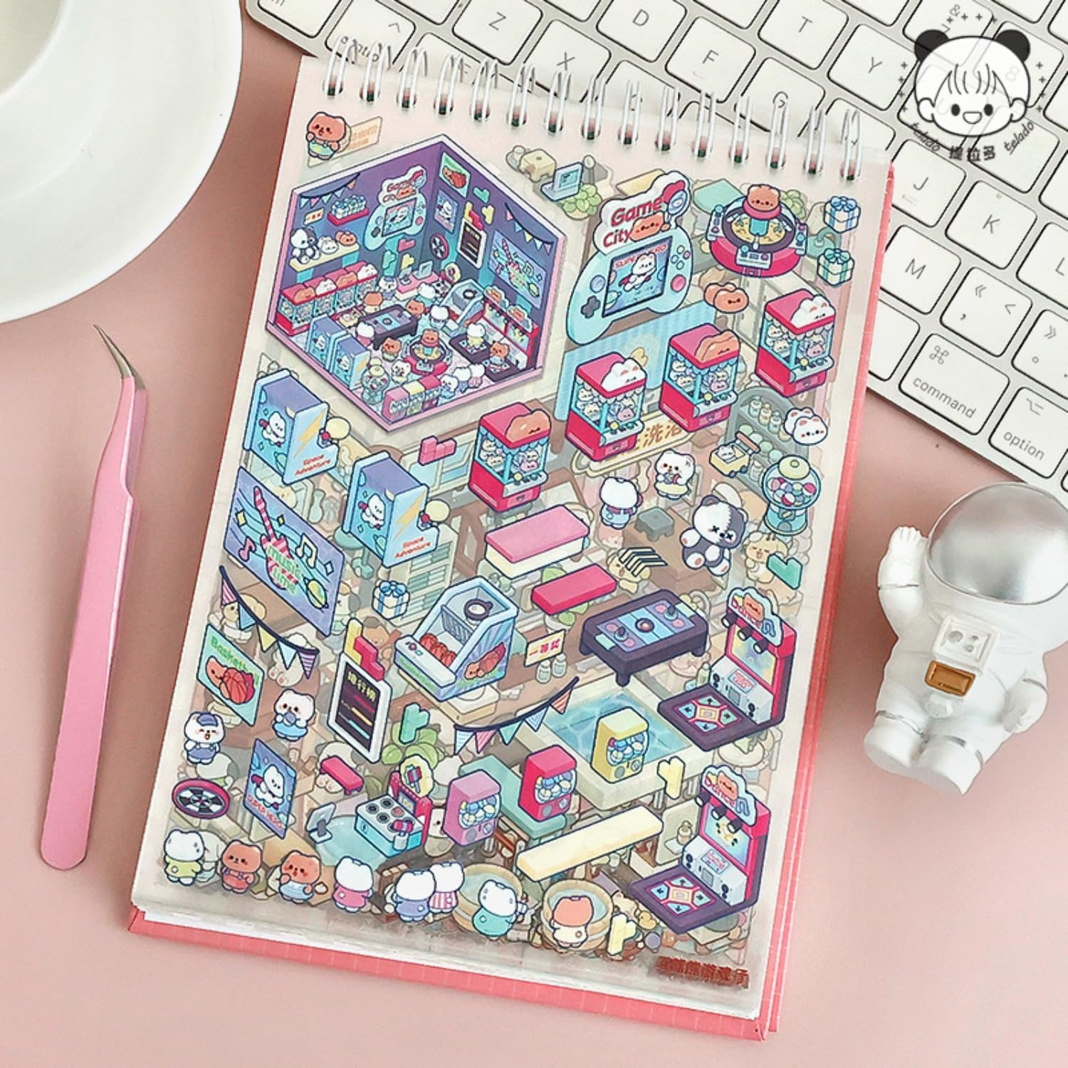 20 Set DIY 3D Sticker Scene Collection Book,Fun DIY 3D House Stickers for Kids Make Your Own Warm Home,Supermarke,Therapy for Adult for Relief Stress Pass the Time Clothing Store,Burger Shop image number 5