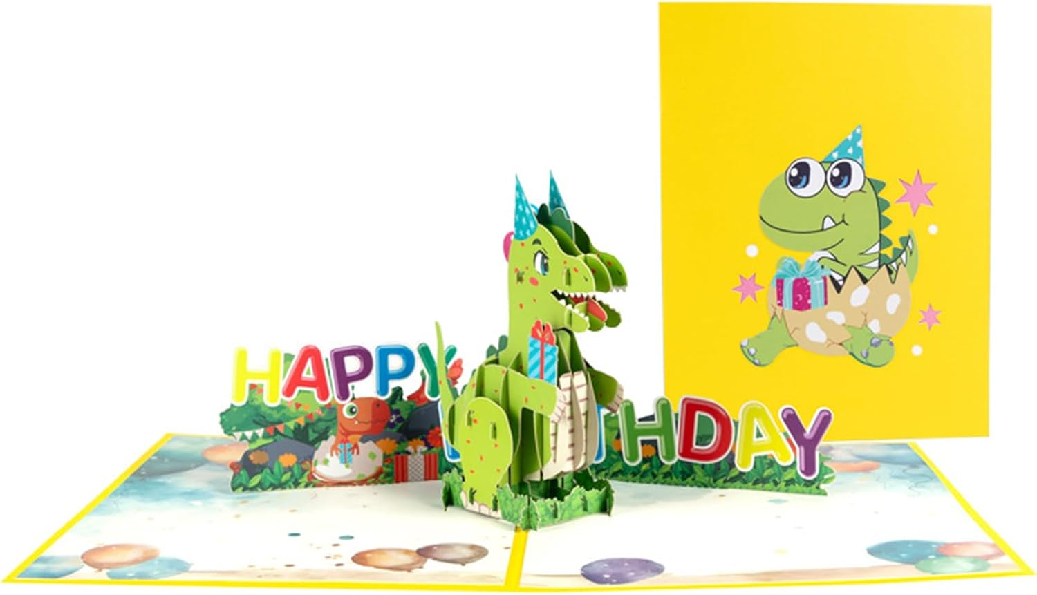 3D Pop up Greeting Card; Suitable for Boys, Girls, Parents, Children, Friends Birthday Gifts; with Envelope and Message Card (3D Dinosaur) image number 3