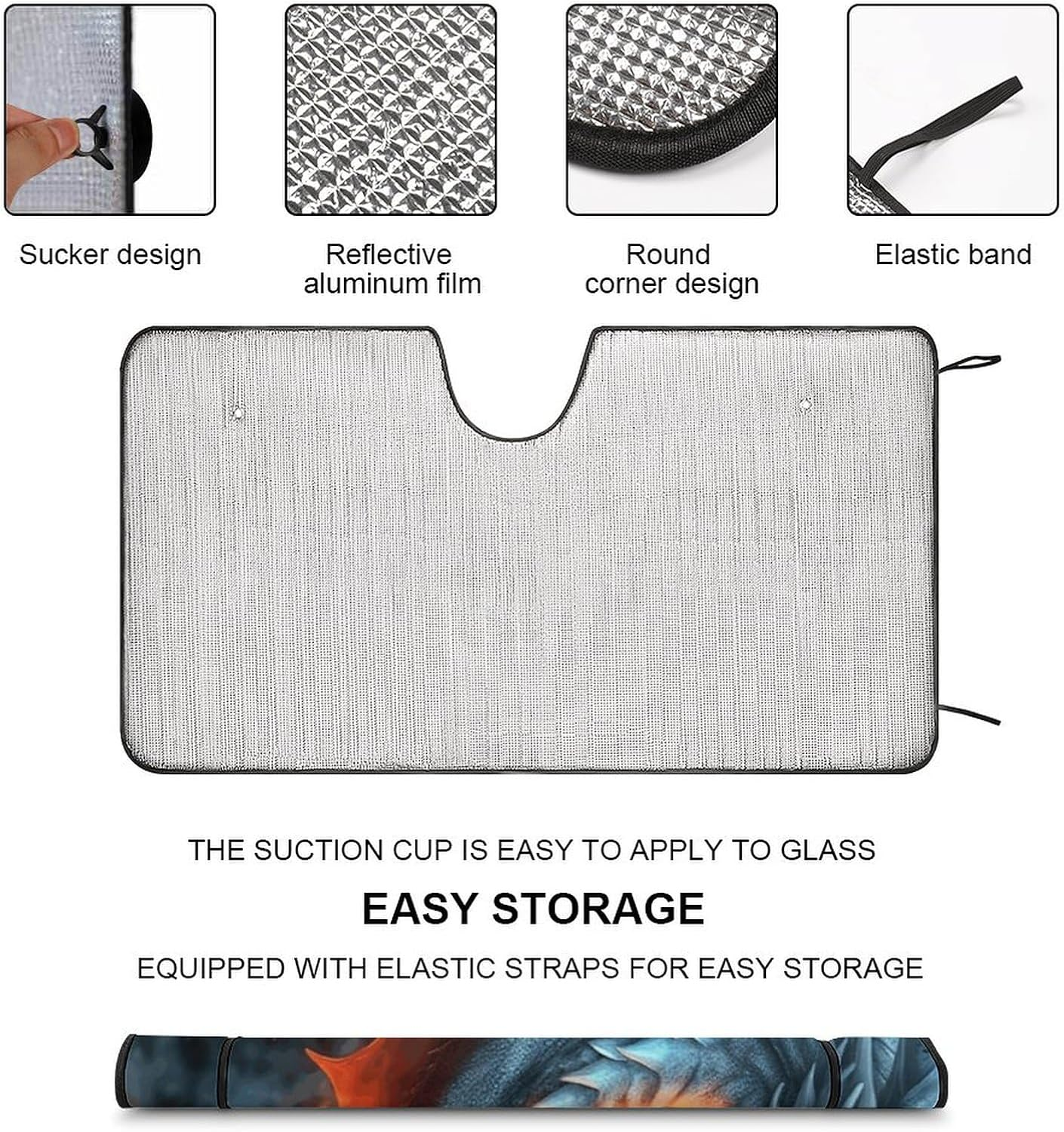 Car Windshield Sunshade, Ice and Fire Dragons Print Car Sun Guard Foldable Windshield Sunshade Car Sunshield for Sedans, Suvs, and Trucks image number 6