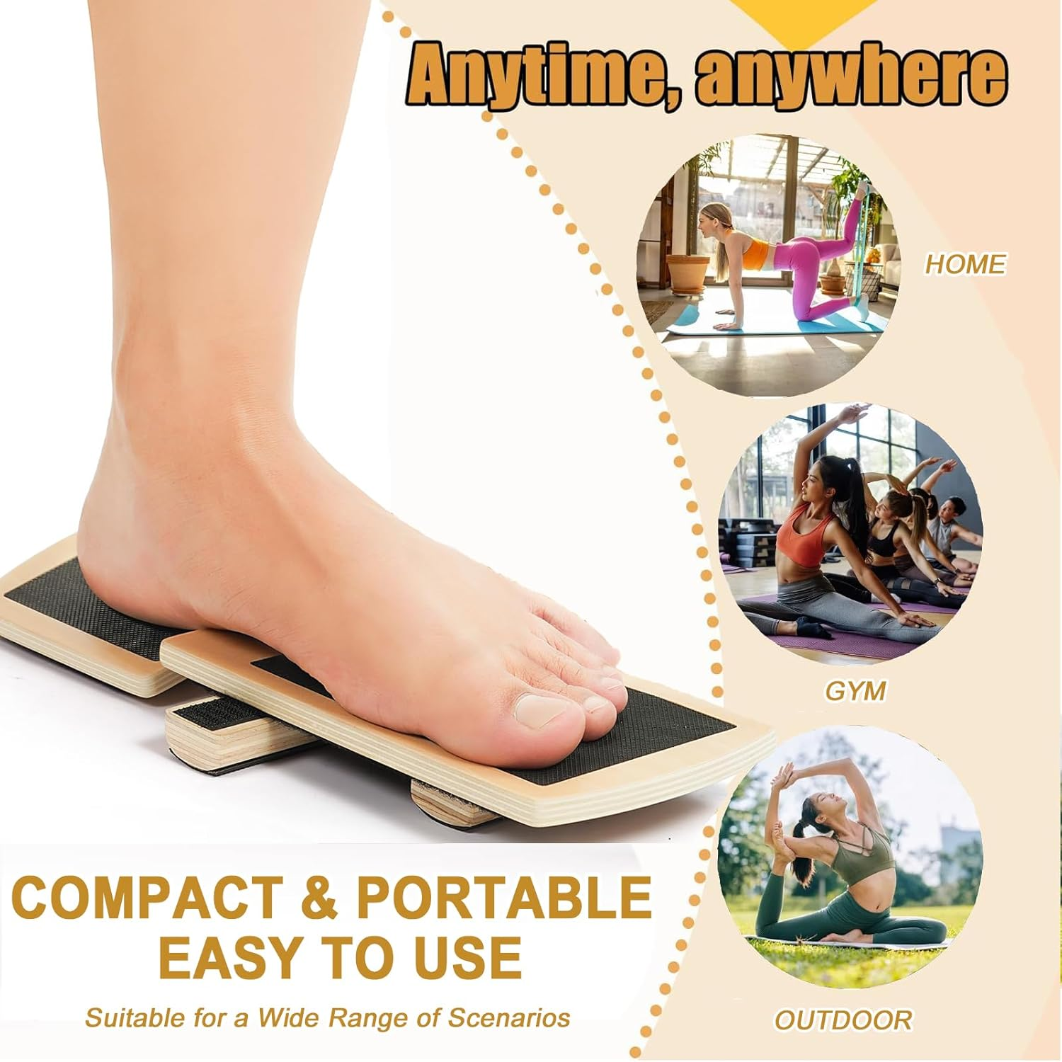 Ankle Balance Board - Single Foot Balance Board, Sprain Exerciser, Non-Slip Wood Ankle Foot Strengthener for Plantar Fasciitis Relief/Physical Therapy/Posture Correction/Balance Training image number 3
