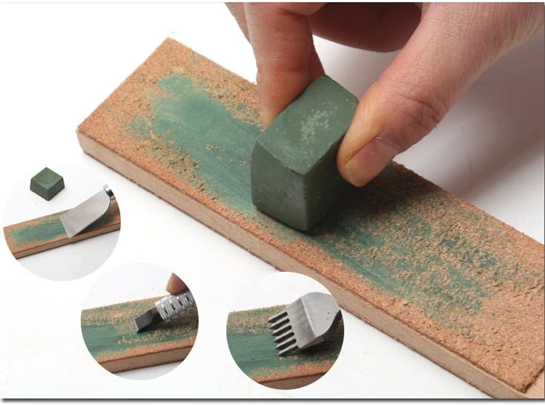 Eigell Leather Strop Compound, Green Leather Strop Sharpening Polishing Buffing Compound Leathercraft Sharpening,Woodcarving image number 6
