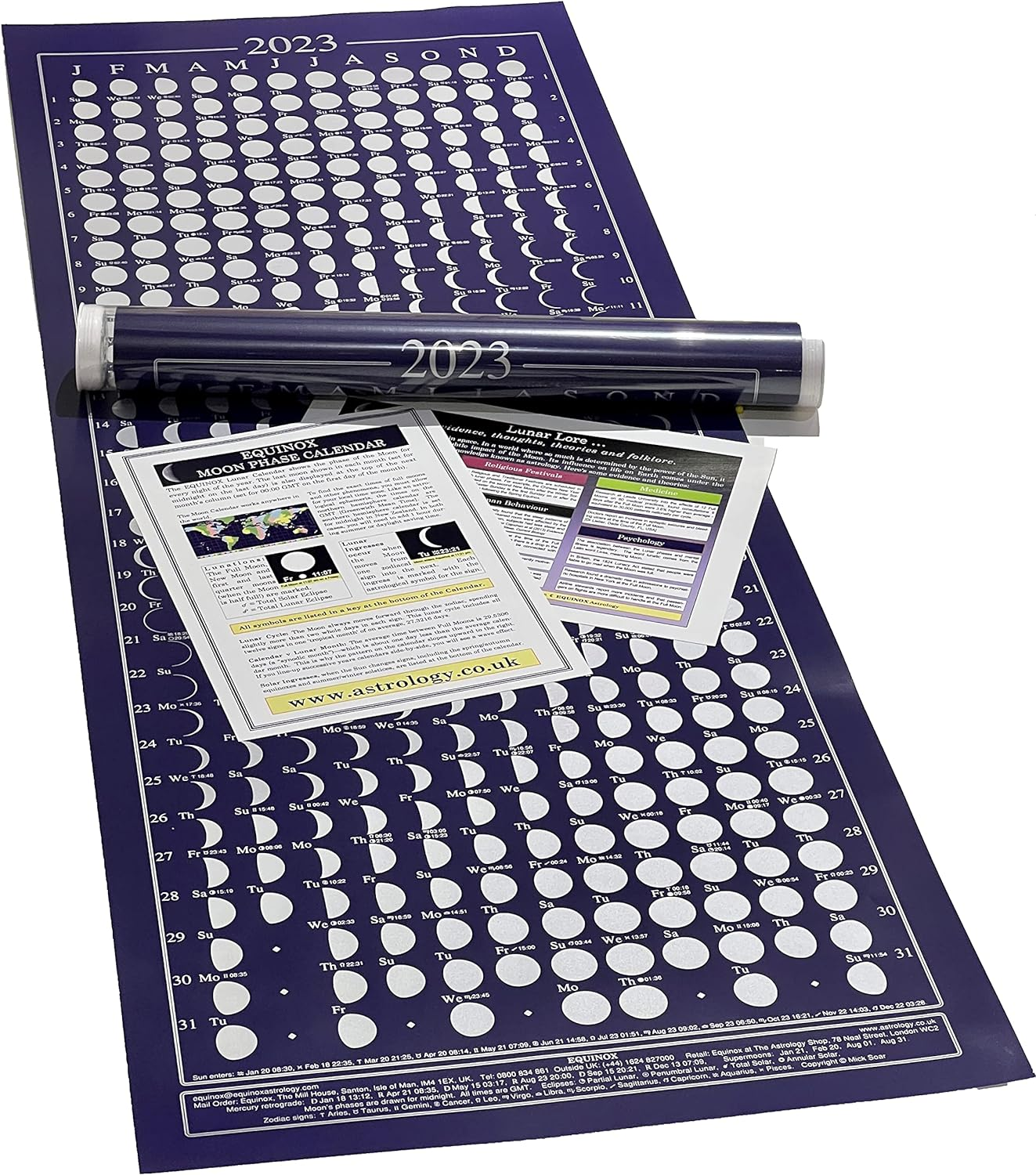 Equinox 2024 Moon Phase Calendar - Beautifully Silk Screened, Packed with Lunar & Solar Data & Mercury Retrogrades &hellip; &hellip; image number 1