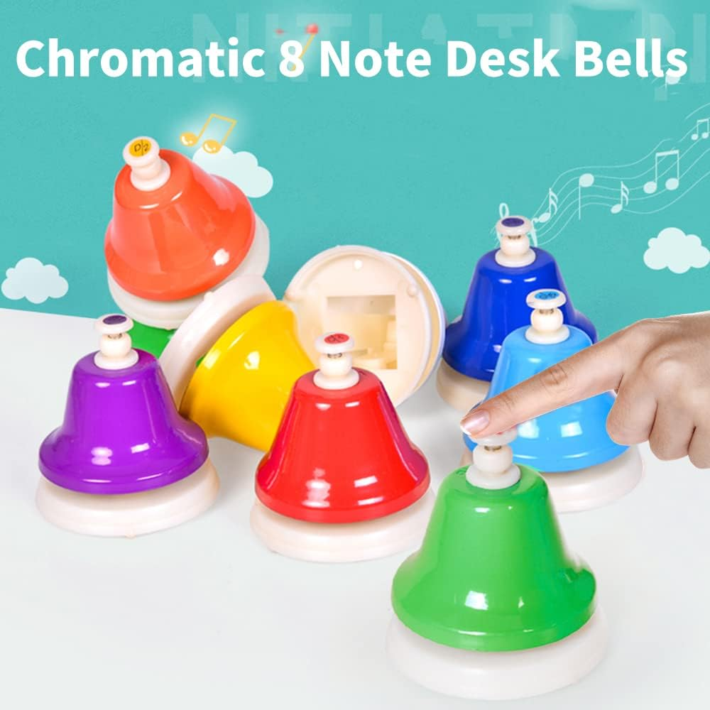 ENNBOM Desk Bells Hand Bells 8 Notes Music Bells Percussion Instrument Musical Teaching Chromatic image number 3