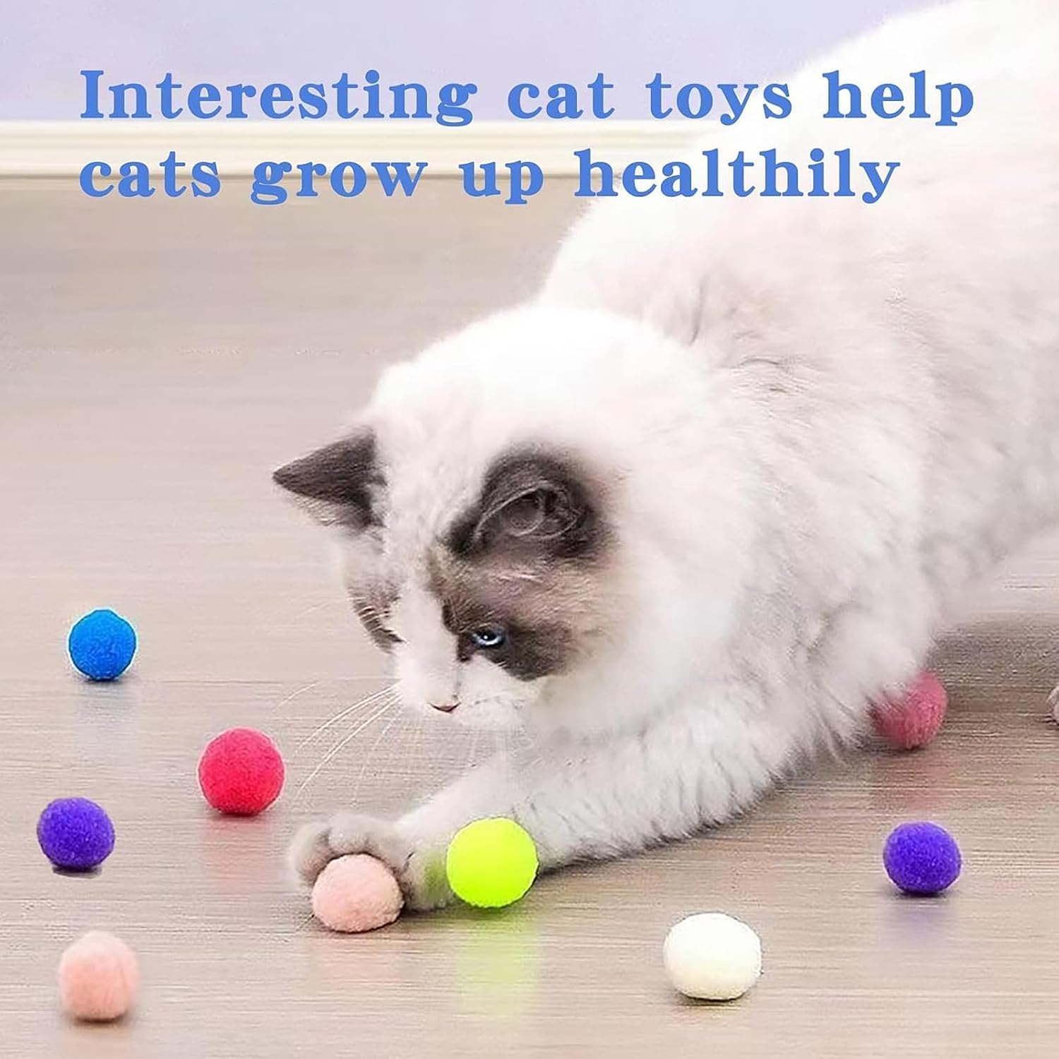 Vebetter Felt Balls for Cats, Pack of 20 Cat Toy Balls, Cat Toy, Felt Cat Balls, Soft Cat Balls, Kitten Pom Poms Ball, Cat Play Toy Indoor, Pompom Ball 5 Cm image number 3