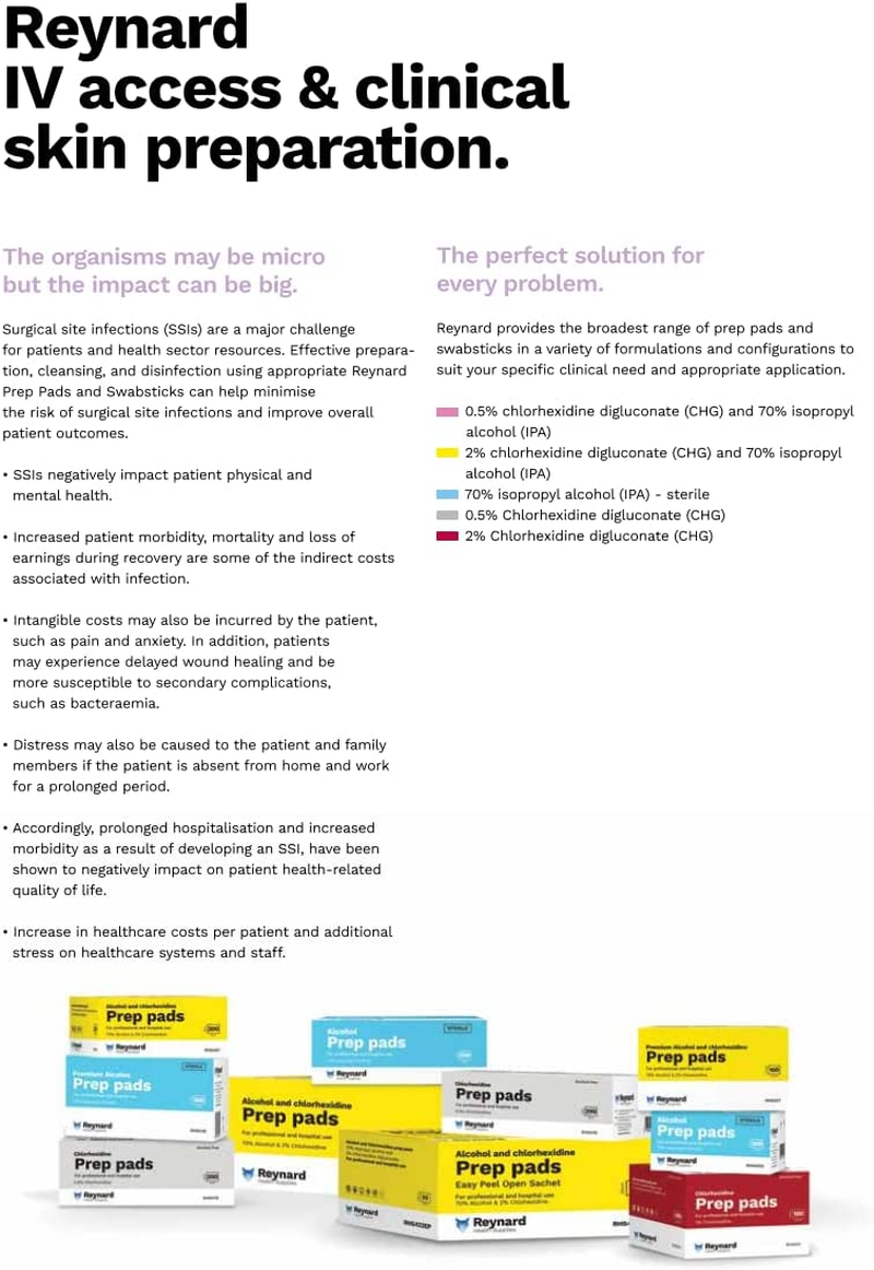 Reynard Health Supplies 70% Alcohol Antiseptic Prep Pad, Sterile, Individually Sealed, White, 6 X 3 Cm, 200 Count image number 5
