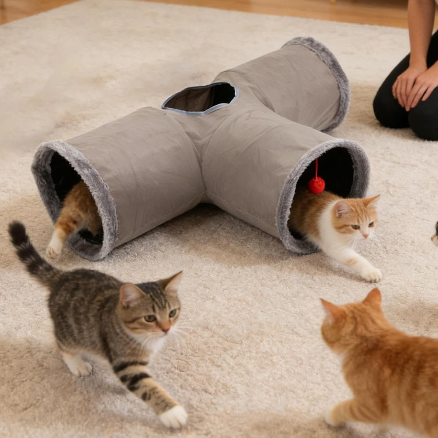 Cat Tunnel Bed - Interactive Foldable Maze Toy | Flexible Maze for Indoor Cats,For Kitten Pet Christmas Halloween Birthday Party image number 1