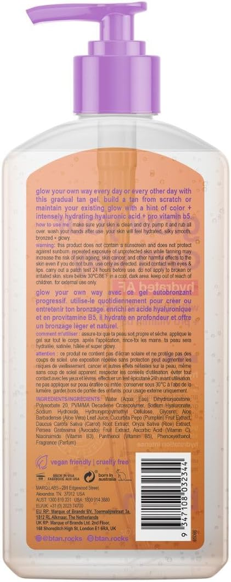 B.Tan Glow Your Own Way Hydrated AF Sun Care Gel 236 Ml image number 5