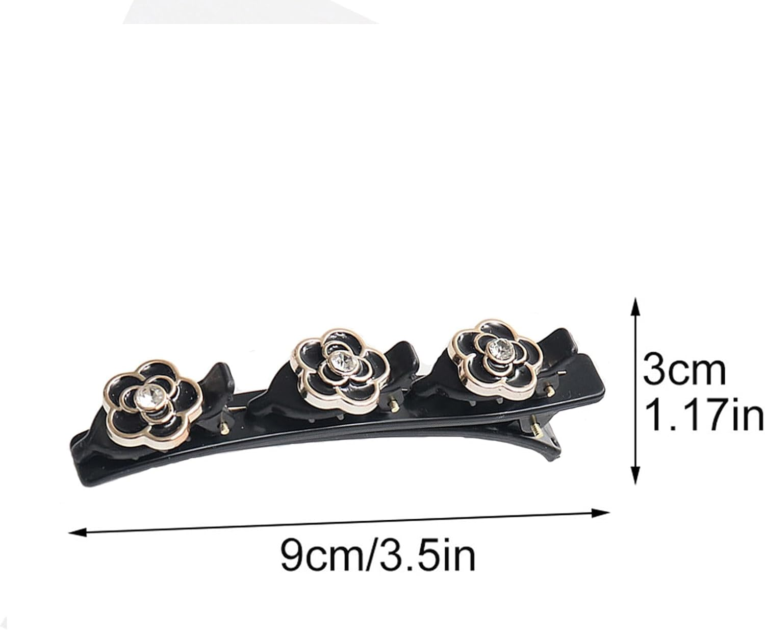 Braided Hair Clips with Sparkling Crystal Stone and 3 Small Clips Pearl-Shaped Hairpin Duckbill Clip Braided Hair Clip with Rhinestones for Women as a Gift (Style:E) image number 2