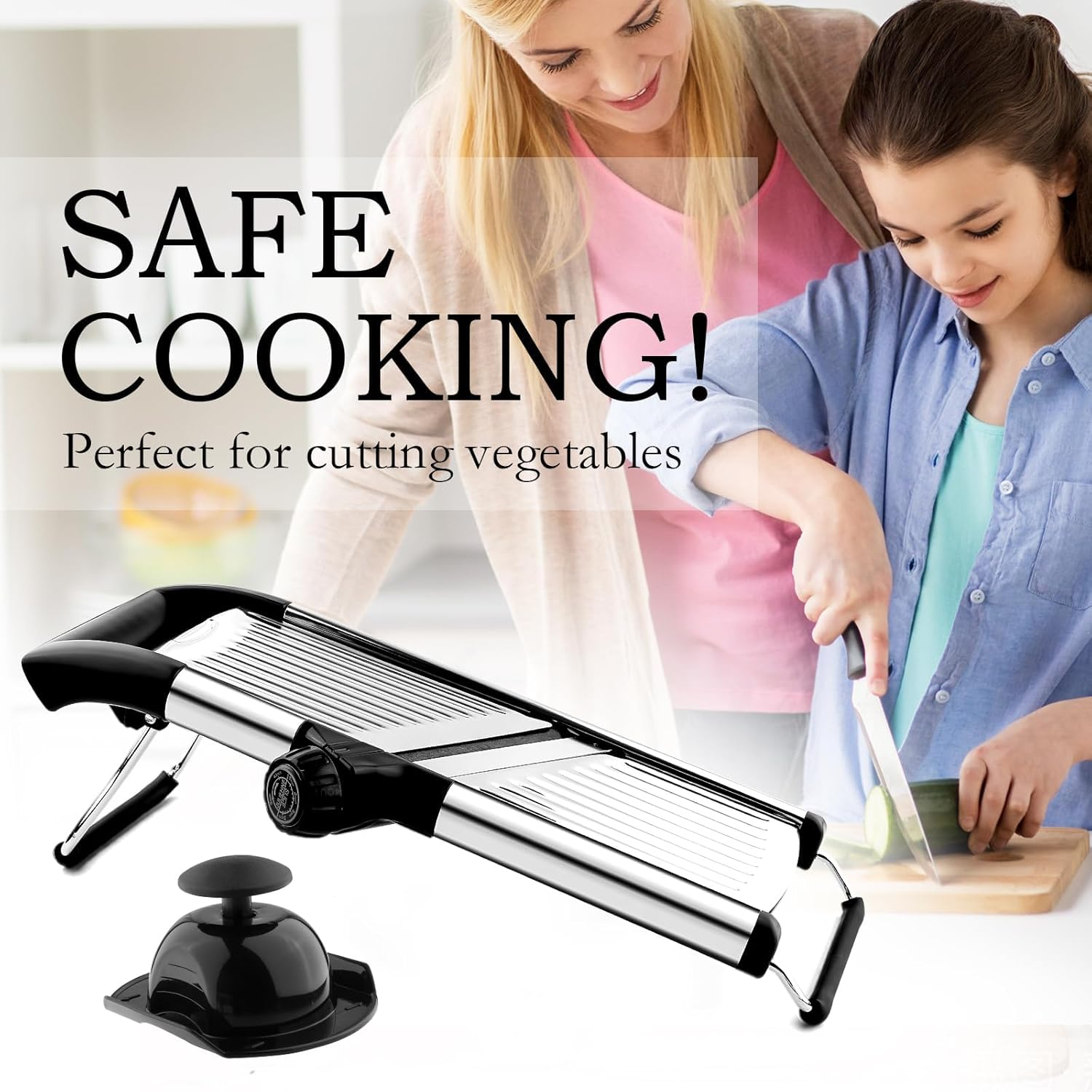 Mandoline Food Slicer, Adjustable Mandoline Slicer Kitchen Gadget, Stainless Steel Mandolin Vegetable Chopper for Potato/Tomato/Onion, Vegetable Slicer Julienne Cutter with Cut-Resistant Gloves