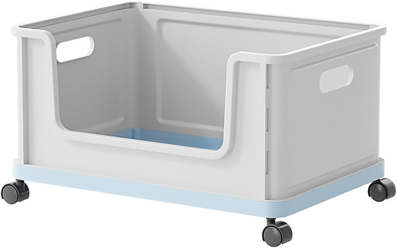 AIMALL Stackable under Desk Book Cart with Wheels, Durable PP Book Storage Box, 18.5X13X10.8 Inches, Smooth Rolling Mobile Book Basket for Classroom and Office Use