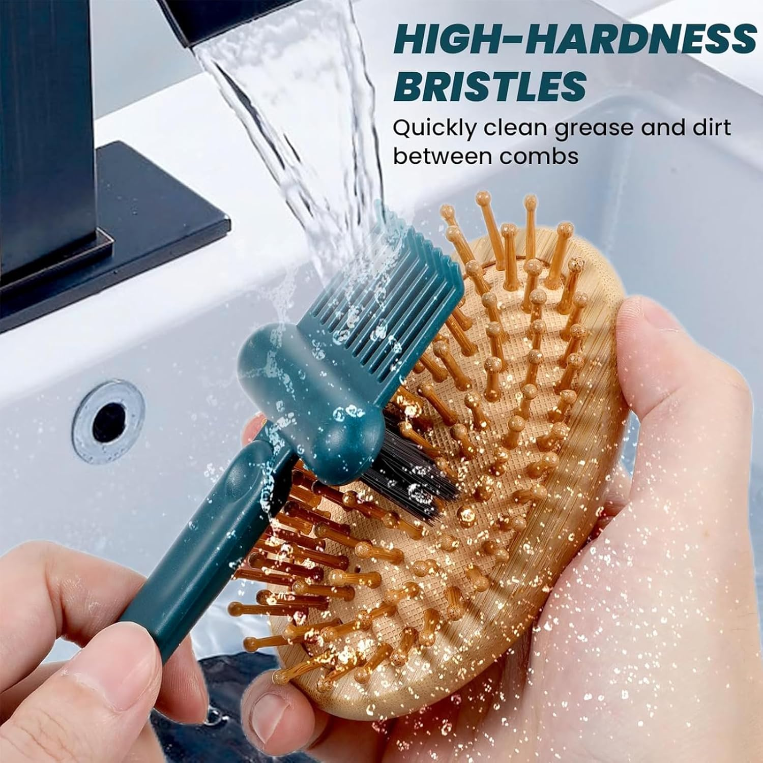 Itadaku 2 PCS Brush Cleaning Tool, 2-In-1 Hairbrush Comb Cleaner, Portable & Effective for Removing Hair & Dust, Small Travel-Sized Brush Cleaner for Home and Salon Use image number 3