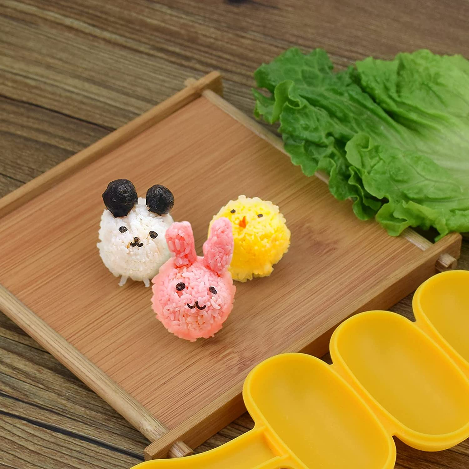 Rice Ball Mold,Rice Ball Shaker, Ball Shaped Kitchen Tools DIY Lunch, Maker Mould Food Decor for Kids, Mold with a Mini Rice Scoop（Yellow）&hellip; image number 2