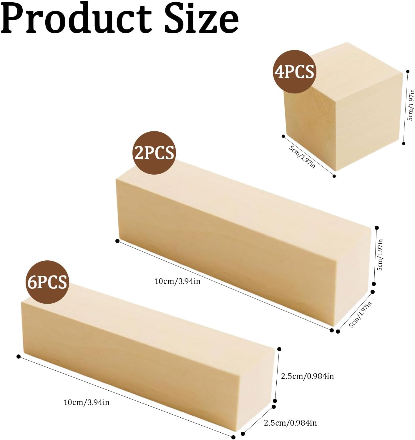 Turadh Basswood Carving Kit - 12PCS Wooden Blocks for Whittling & Carving, Two Sizes Basswood, Easy-To-Use Carving Wood for Beginners, Kids, Adults, DIY Wood Craft, Woodworking Tools