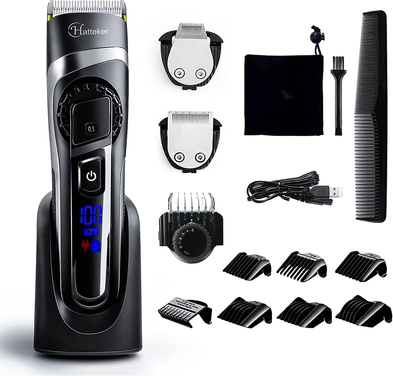 Hatteker Professional Hair Trimmer for Men - Beard & Long Hair Trimmer, Battery & Mains Operated, Waterproof 3 in 1 image number 2