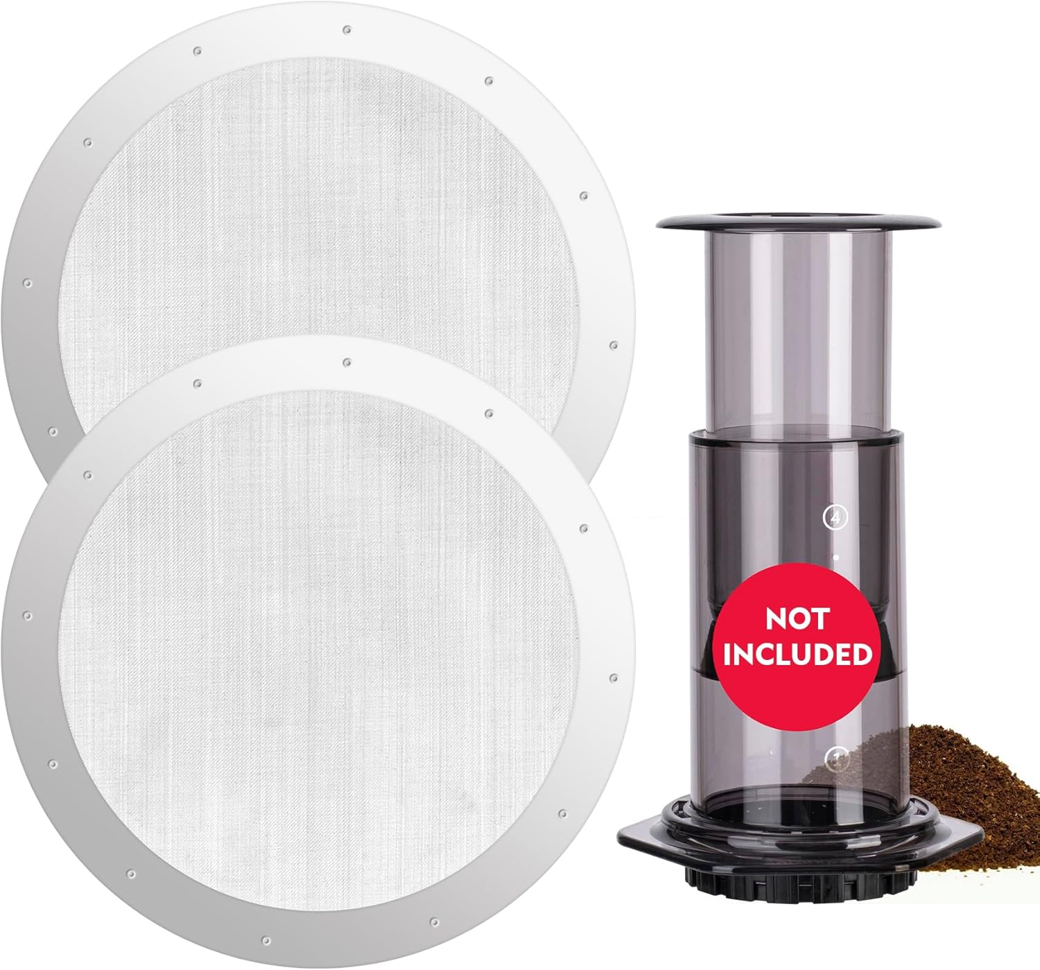 RECAPS 2 Piece Reusable Metal Filter Compatitable with Aeropres Coffee and Espresso. Also Fits Aeropress Go,Clear, Original Coffee Maker image number 5