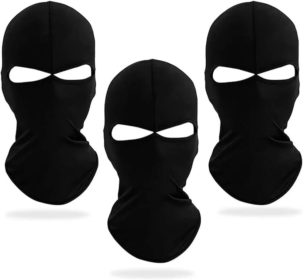 3 Pcs Balaclava Full Face Ski Mask Winter Breathable Headwear Lightweight Face Mask for Motorcycle Cycling and Outdoor Sports, Compatible with Helmet, Unisex Black Lycra Headwear