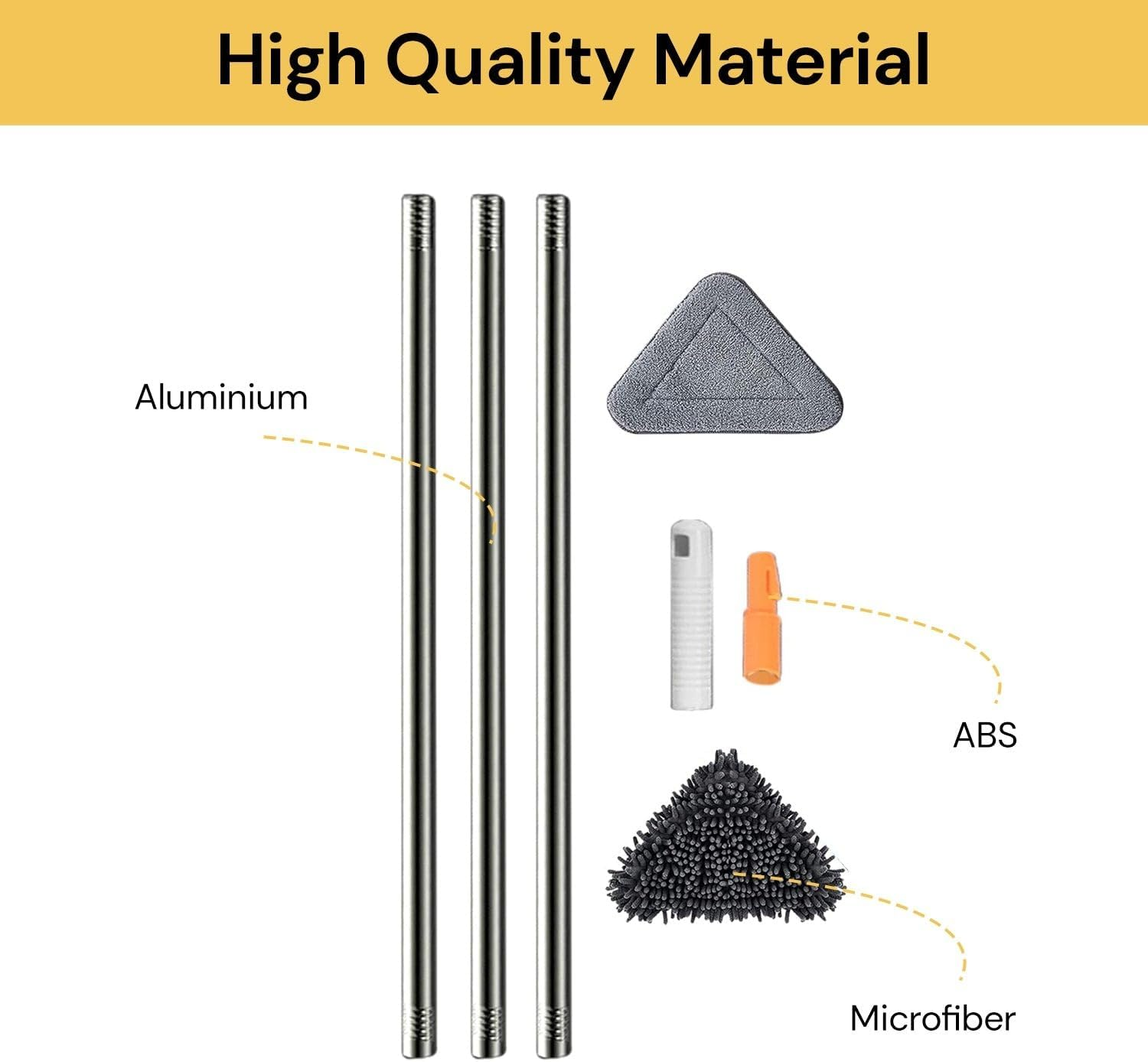 EZONEDEAL Mini Triangle Deep Cleaning Mop, Multifunctional Window Cleaner, 360 Degree Rotatable Adjustable Triangle Mop for Glass, Air Conditioners, Roofs, Gaps, Car - Extra Long Pole image number 5