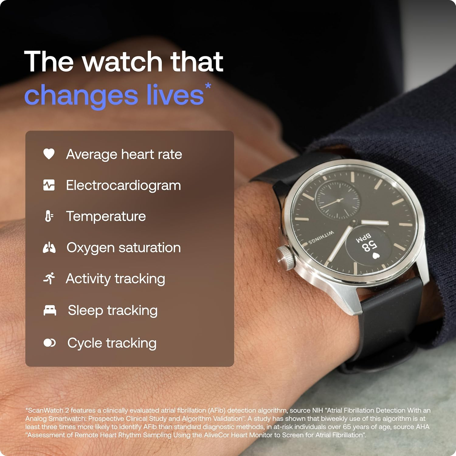 Withings Scanwatch 2 Hybrid Smartwatch, 38Mm, Rose Gold image number 7