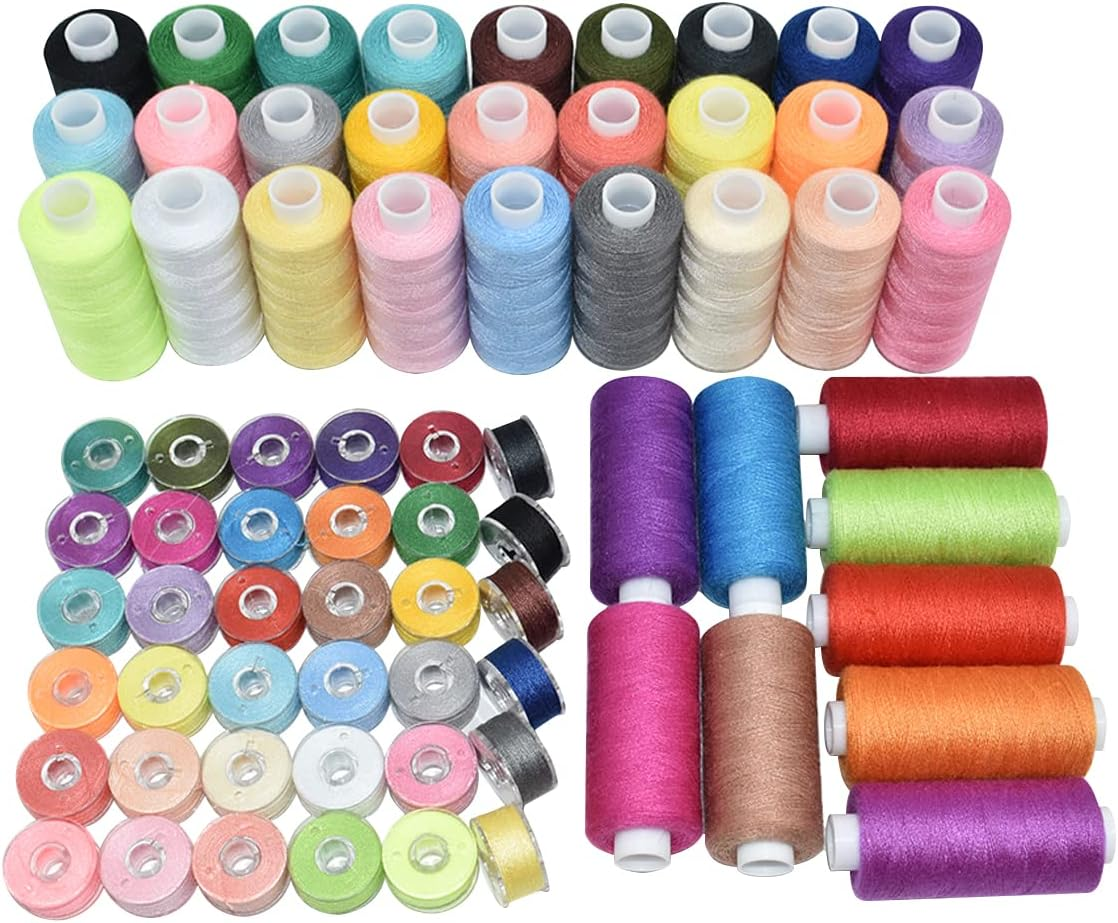 72Pcs 36 Colors Sewing Thread Set with Matching Prewound Bobbin Threads and Case, 550 Yards per Polyester Thread, Popular Colors for Hand & Machine Sewing image number 3