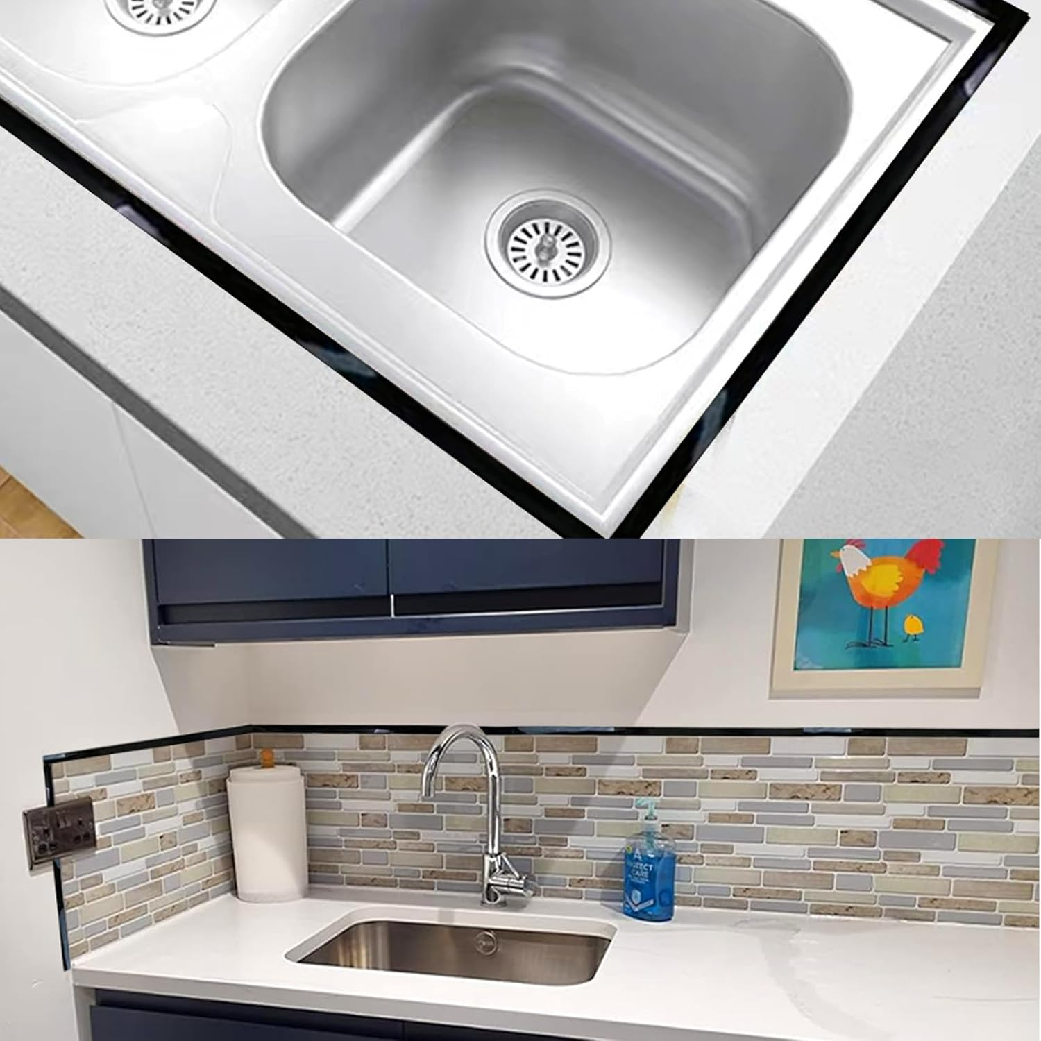 KEQKEV Ceiling Molding Peel and Stick, Flexible Trim Self Adhesive Caulk Strip for Stove, Sink, Toilet, Tile Edge, Wall Corner, Baseboard, Floor (Black) image number 4