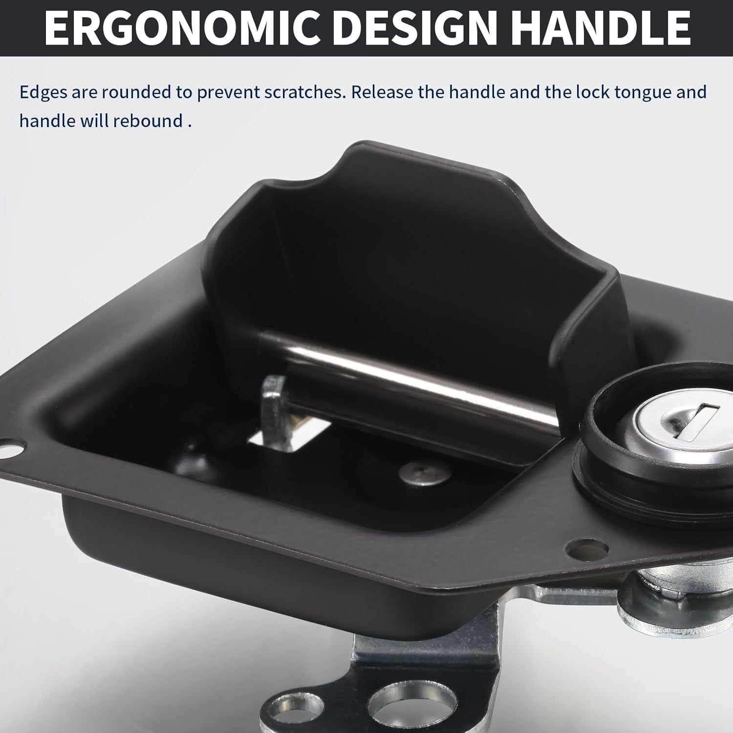 Black Truck Box Latch Replacement Kit, Paddle Latch Tool Box Locks with Keys,Truck Box, Trailer Door, RV, Camper, Storage Box, 111.5 * 83.2Mm image number 6