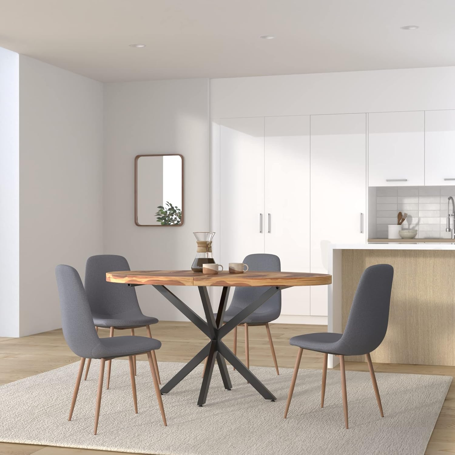 Vidaxl Dining Table with Finish: Solid Acacia Wood, Industrial-Style for Dining Room and Kitchen image number 5