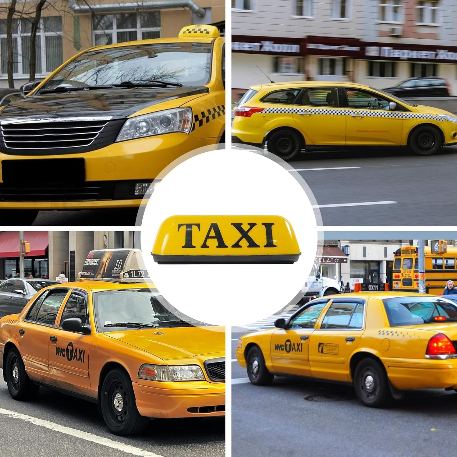 Taxi Magnetic Sign - Taxi Advertising Sign, Taxi Dome Light | Vintage Taxi Roof Sign with LED Lights, High Visibility Car Taxi Roof Lamp Sign, Portable Taxi Light, 12V Car Roof Lamp for Safe Fa image number 2