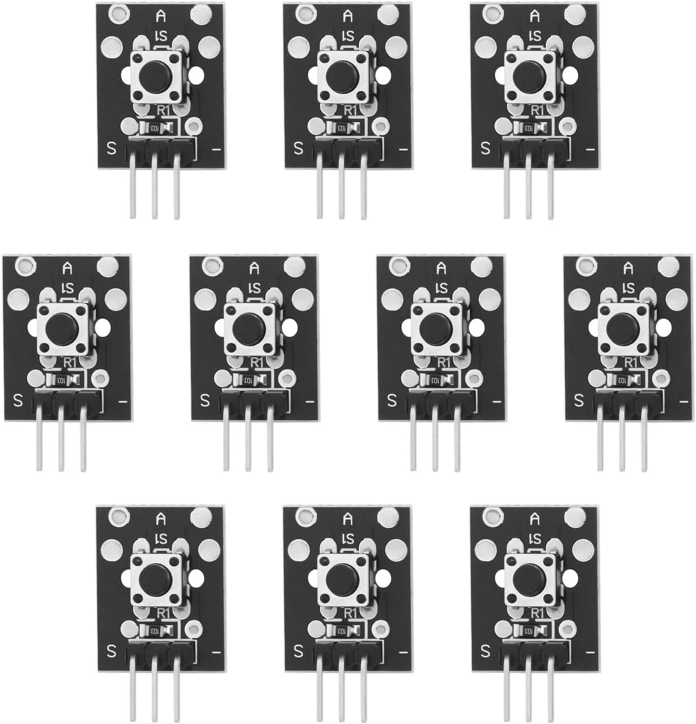 Be in Your Mind 10PCS KY-004 Button Switch Module Key Switch Module14.9X19.2Mm 3 Pin Button Switch Module Compatible with A-Rduino Compatible with Raspberry Pi image number 6