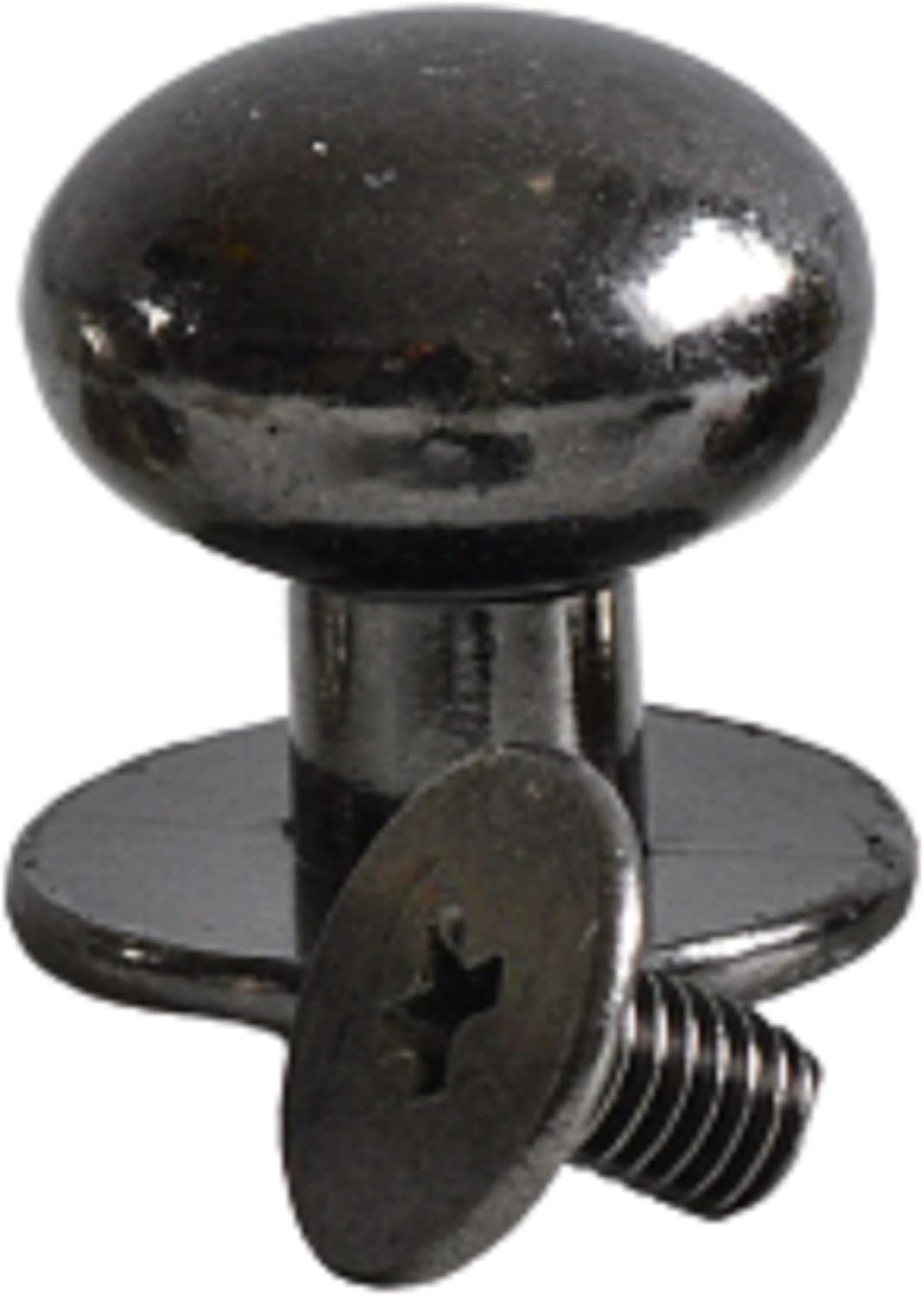 Book Screws 7 Mm | Pack of 10 | Colour: Gunmetal Grey | Screw Rivets for Leather Crafts | Sleeve Nut + Screws | Rivets 5 Mm - 12 Mm Available | Rivets for Screwing | Chicago Screws/Head Rivets