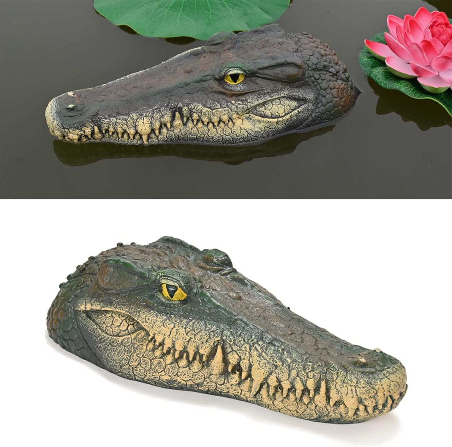 Floating Alligator Head Decoy, Pond Accessories Alligator Pool Float, Fake Gator Head, Duck Deterrents for Pool and Pond, Outdoor Pool Decor Crocodile Head for Decorations