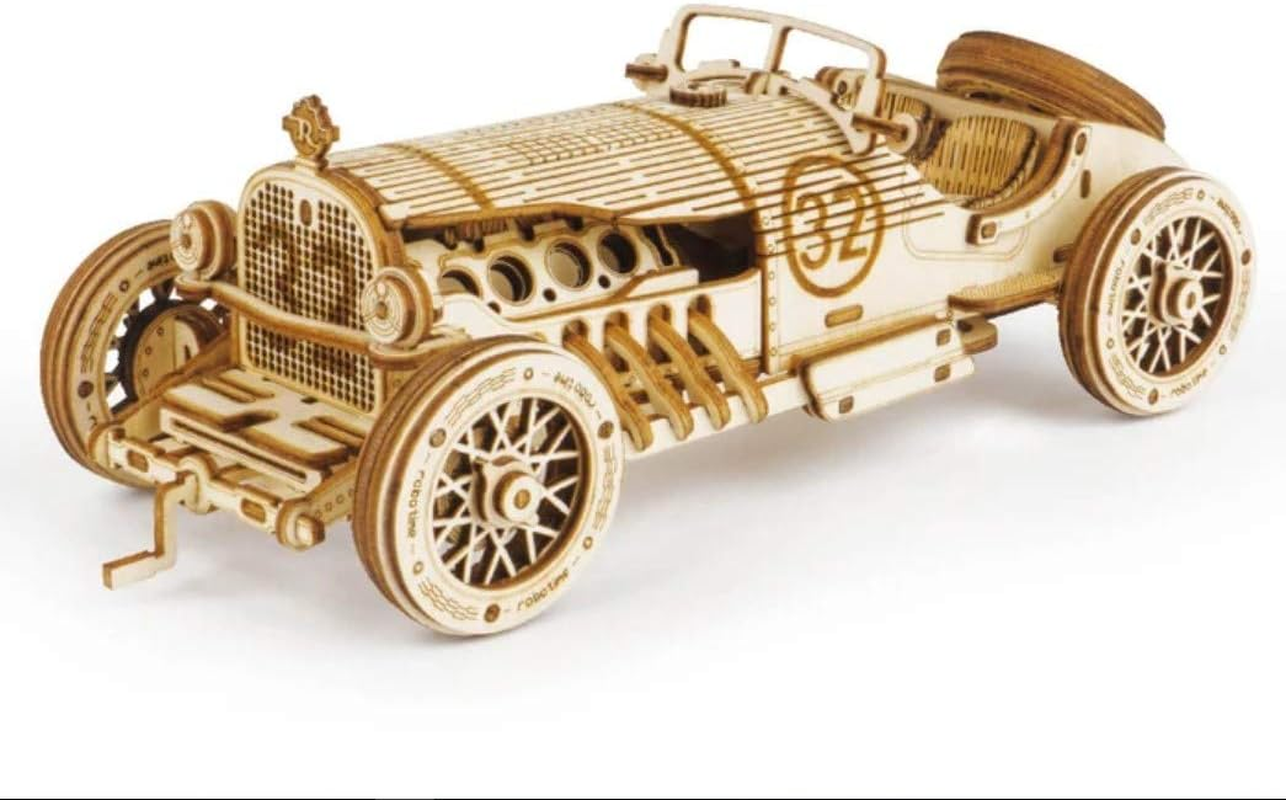 Robotime DIY Wooden Grand Prix Car 3D Puzzle Kit image number 1
