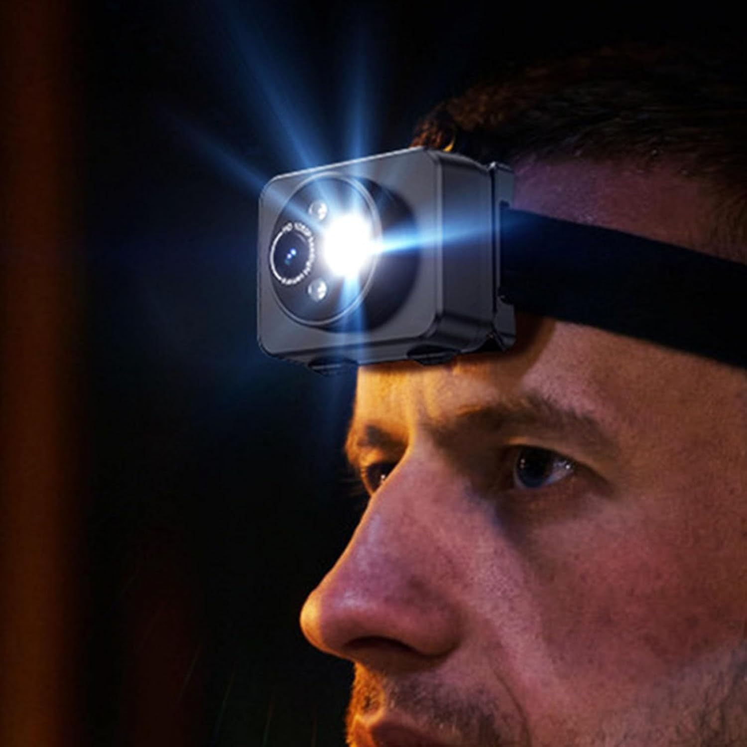 MENDUNER Head Mounted Action Cameras, 2MP 1080P Adjustable Video Recording Camera with LED Headlamp, Wearable Body Video Camera for Night Outdoor Sports (32G) image number 1