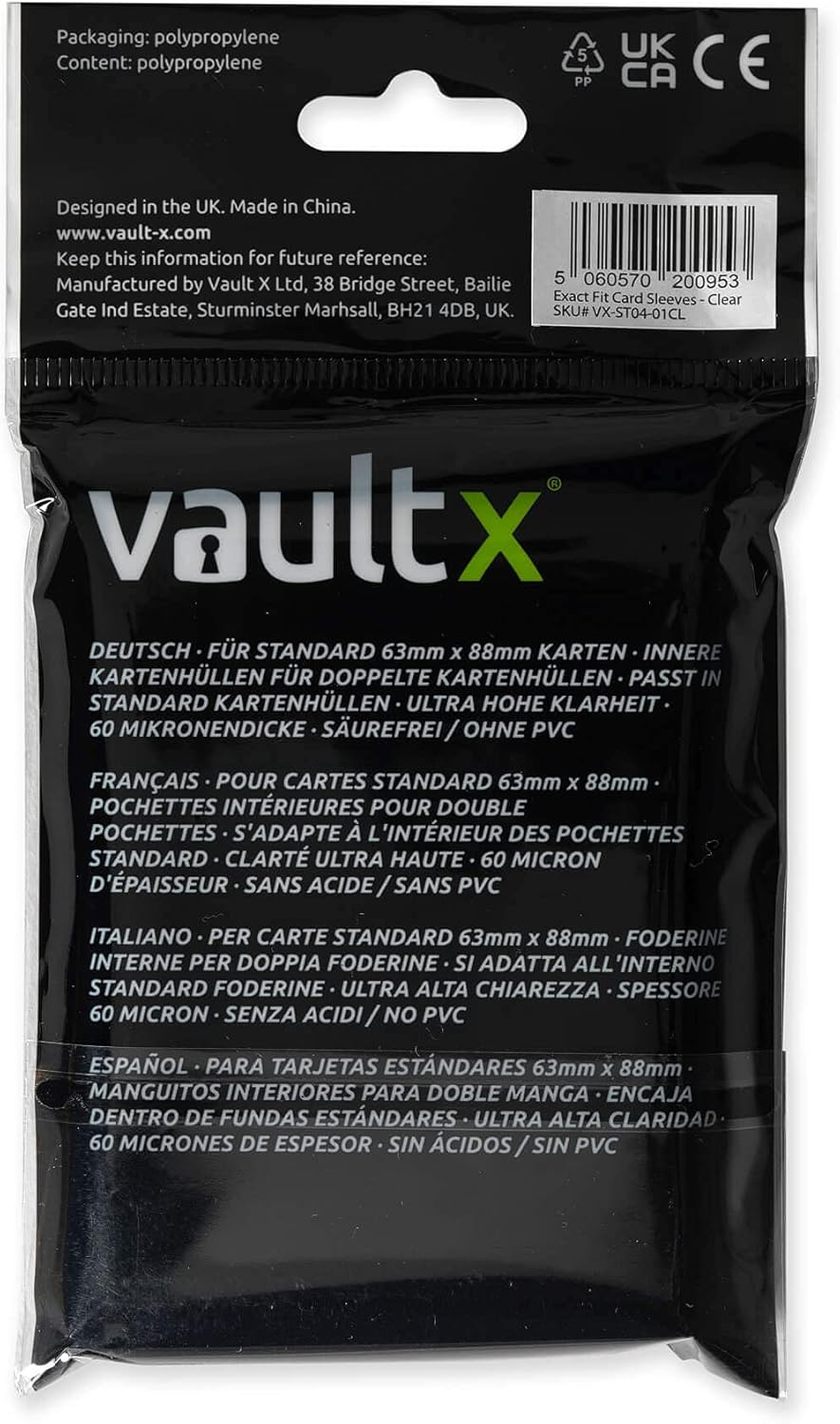 Vault X Exact Fit Trading Card Sleeves, Soft, High Clarity, Perfect Fit Inner Sleeves, Collectible Card Games, Sports, TCG (200 Pack) image number 2