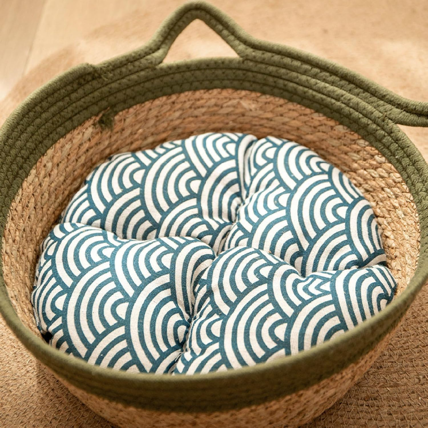 Hand Woven Cat Nest Straw Breathable Soft Cat Bed round Scratch Proof Cat Nest for Four Seasons (L) image number 3