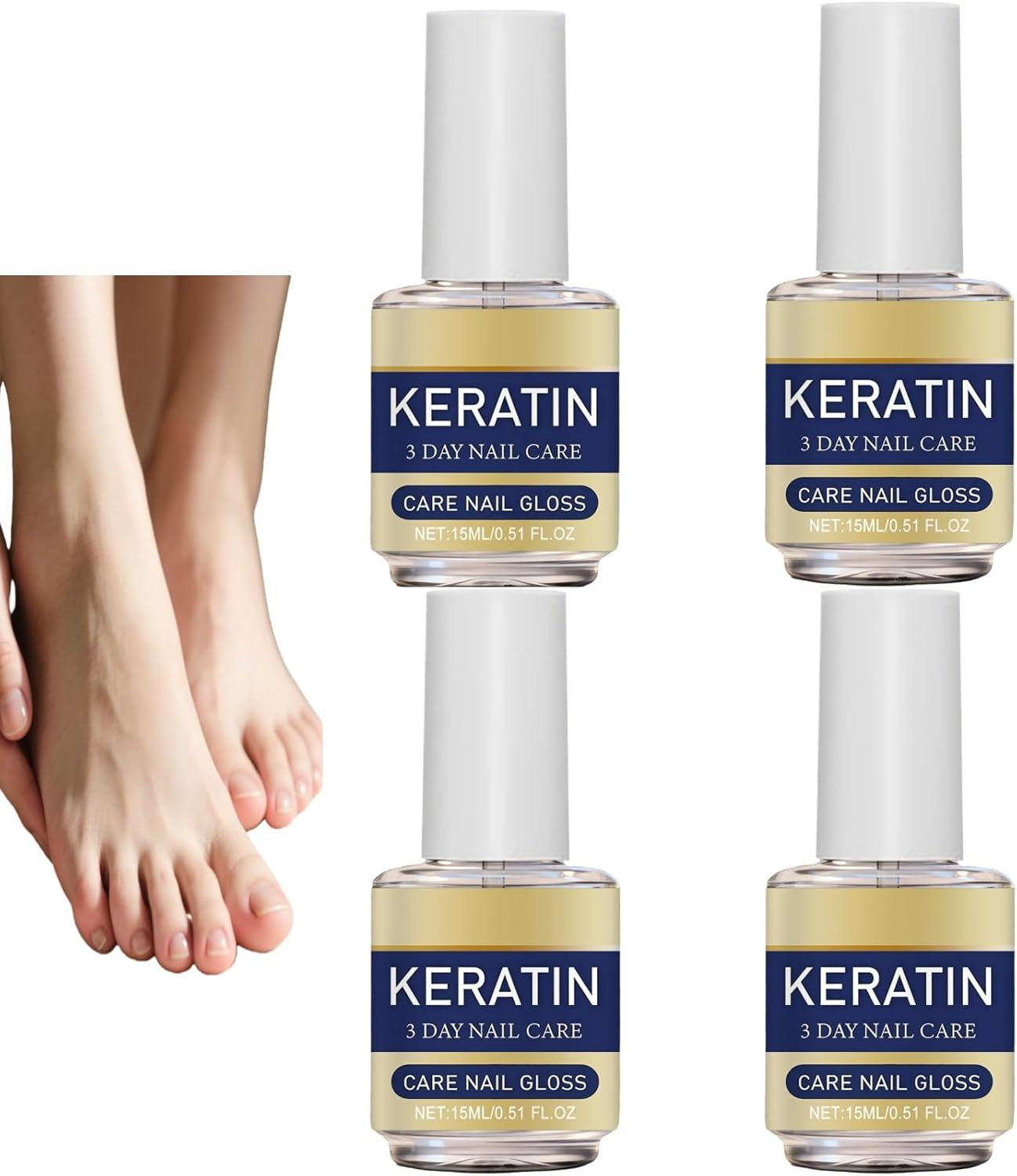 Keratin 3 Day Nail Care,Strengthener,Hardener,Moisturized for Weak/Damaged Nails,Cuticle Care for Toenail/Fingernail Strengthening (15Ml),Fast-Absorbing,Lightweight and Gentle (1PCS)