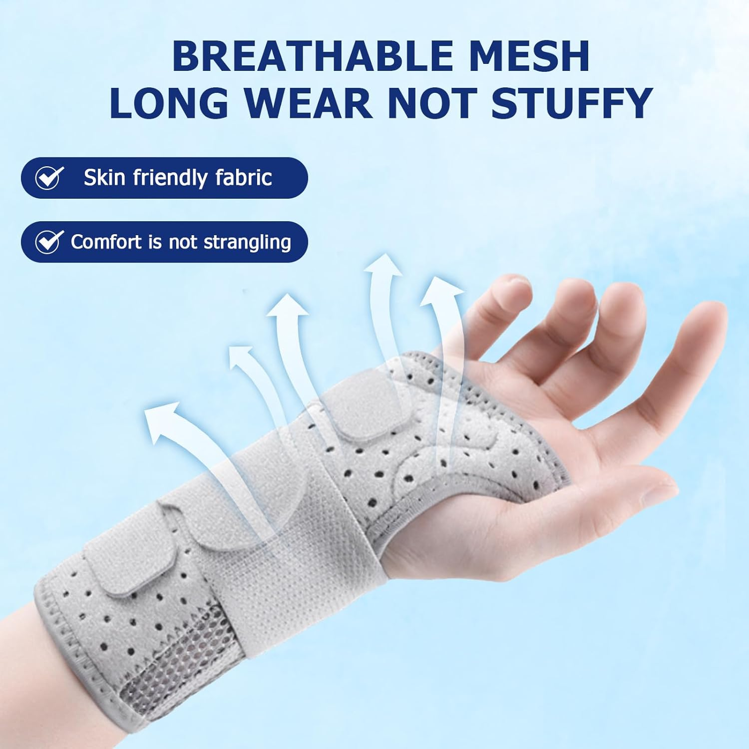 Carpal Tunnel Wrist Brace，Alleviates Tendonitis Wrist Brace Equipped with 2 Metal Stabilizers, Adjustable Wrist Support Wrap for Arthritis, Tendonitis, Sprains (Gray, L, Left) image number 6