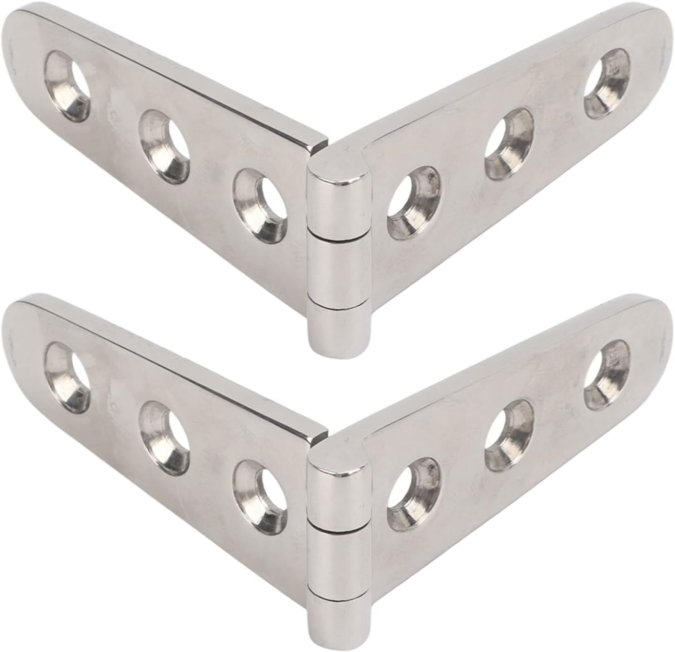 ASHATA Stainless Steel Heavy Duty Strap Hinge with Holes for Marine Boat Home Door Gate, Mirror Polished Hardware for Deck Barn, 2 Pack (3 Holes: 152X30Mm/5.98X1.18In) image number 4