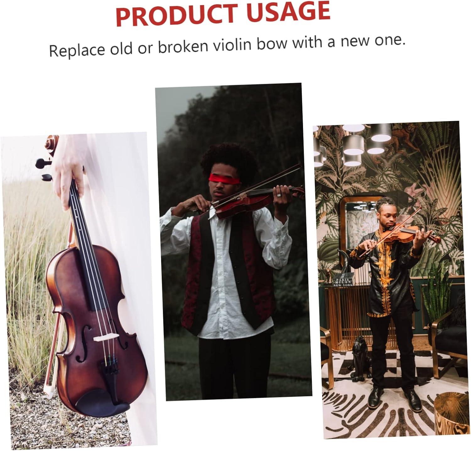 SUPVOX Violin Practice Bow 1/2 Violin Bow Arbor Practice Horse Hair 1/2 Size Well Balanced Handmade Red Sandalwood image number 1