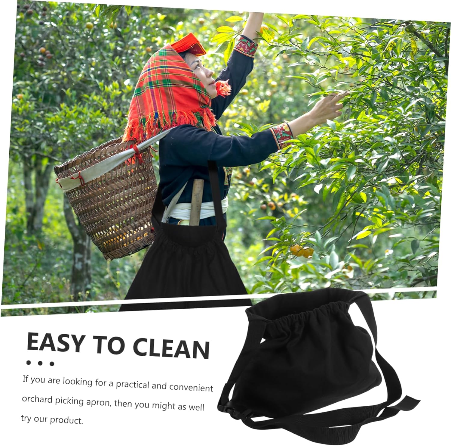 BESPORTBLE Vegetable Picking Aprons Garden Bag for Outdoor Harvesting and Foraging, Sturdy Waist Hanging Storage Pouch Multiple Compartments, for Gardening Supplies and Berry Picking image number 3