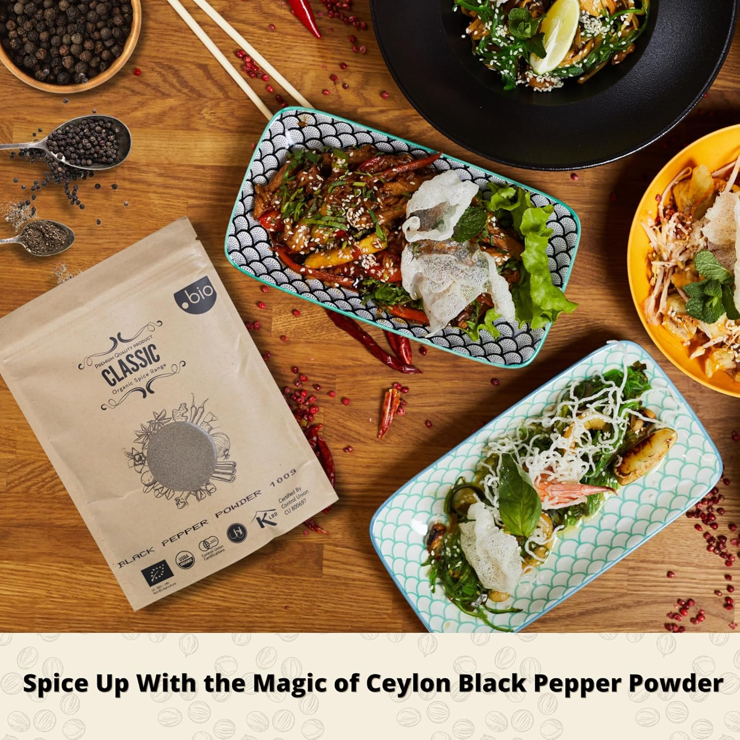 Organic Black Pepper Powder | Product of Sri Lanka | 100G | USDA Certified | Halal Certified | Kosher Certified Pure | Ceylon Premium Quality | Just Sprinkle image number 2